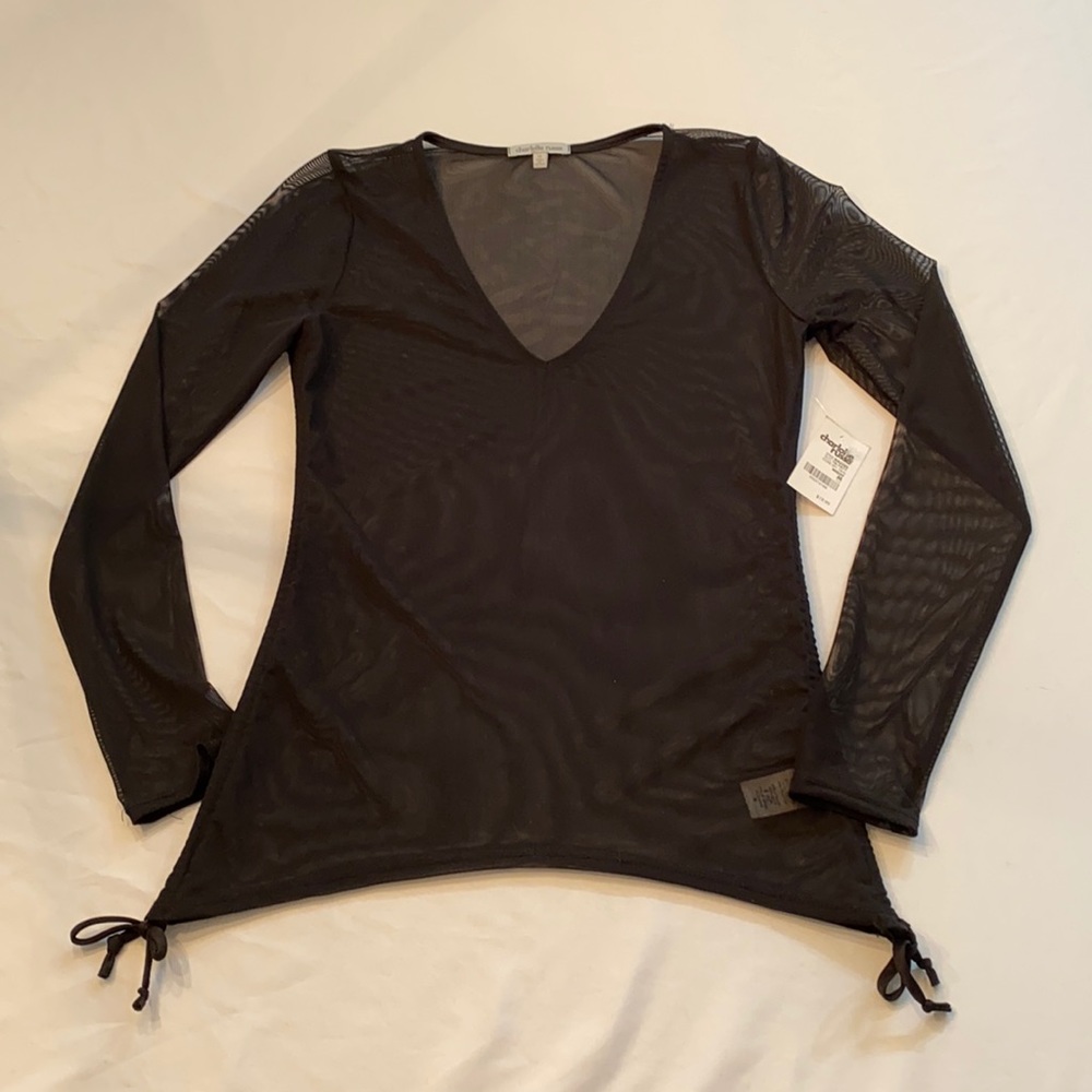 Charlotte Russe sheer black long sleeve top. M-NWT